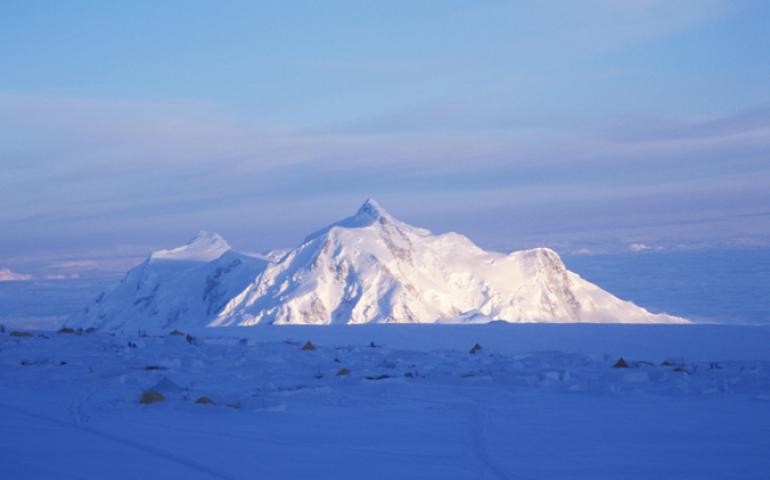  Mt. Hunter in the Alaska Range is called by that name because a USGS worker mistook it for a nearby Mt. Hunter in 1906. A New Yorker in 1903 named the original Mt. Hunter for his aunt, Anna Hunter, who had financed his trip to Alaska. Ned Rozell photo. 