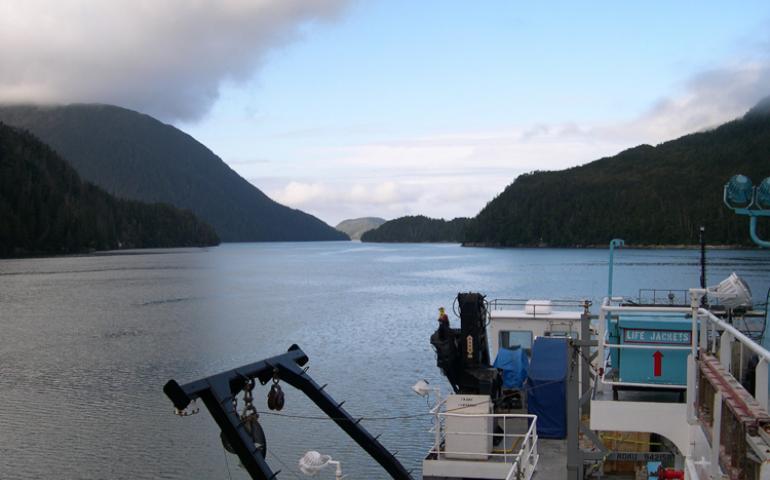  Bruce Finney photo: A view from the R/V Ewing in a fjord near Sitka. 