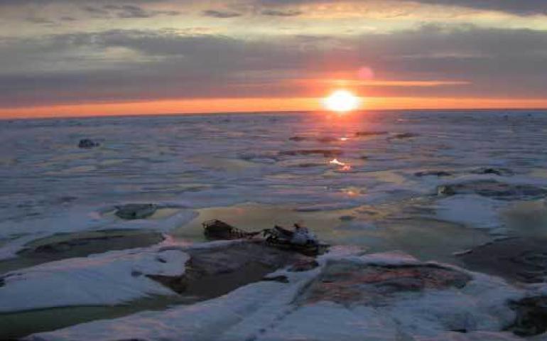 Is sea ice outside Shishmaref safe for travel? In a new program, Alaska scientists will try to take existing information from NOAA more useful to everyday people. Photo by Ned Rozell. 