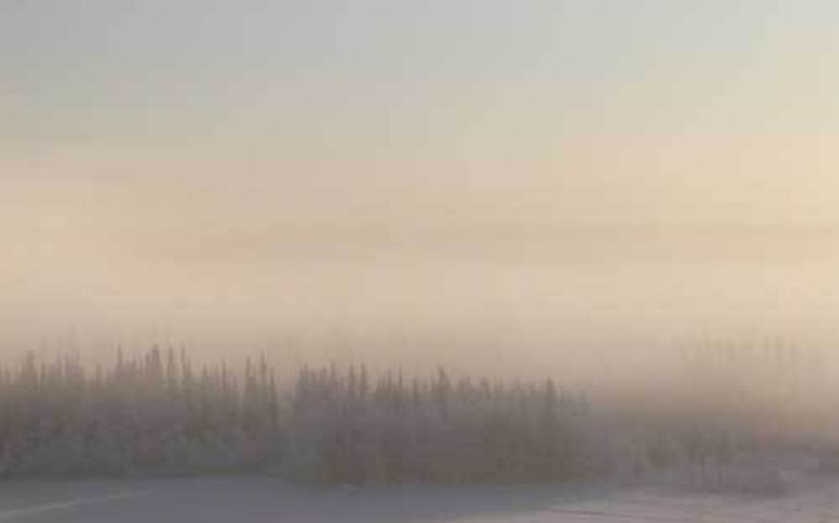  Ice fog forms at about minus 30 degrees Fahrenheit. Photo by Ned Rozell. 