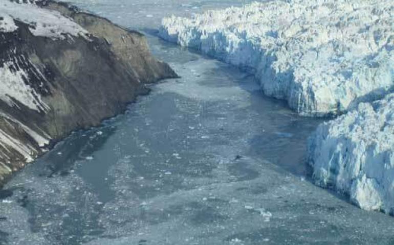  Hubbard Glacier north of Yakutat crept to within 100 yards of Gilbert Point in June of 2007. George Kalli took this photo in May 2007. 