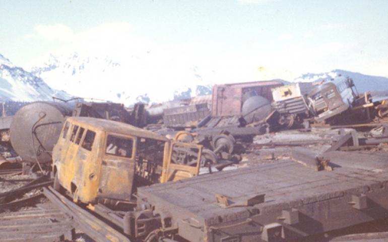  Seward, Alaska, following the 1964 earthquake that generated waves that destroyed much of the town’s waterfront, and its economic base as a shipping port. All photos courtesy of Mark Wisdom. 