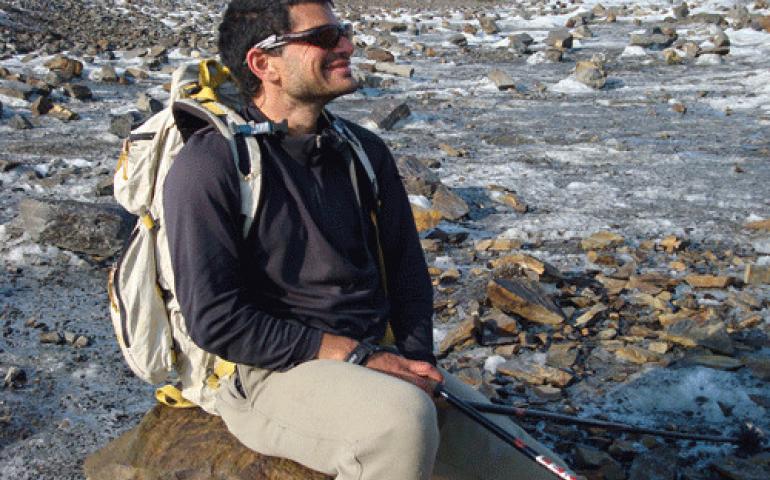  Climber and geologist Jeff Benowitz pictured in the Alaska Range. Photo courtesy Jeff Benowitz.