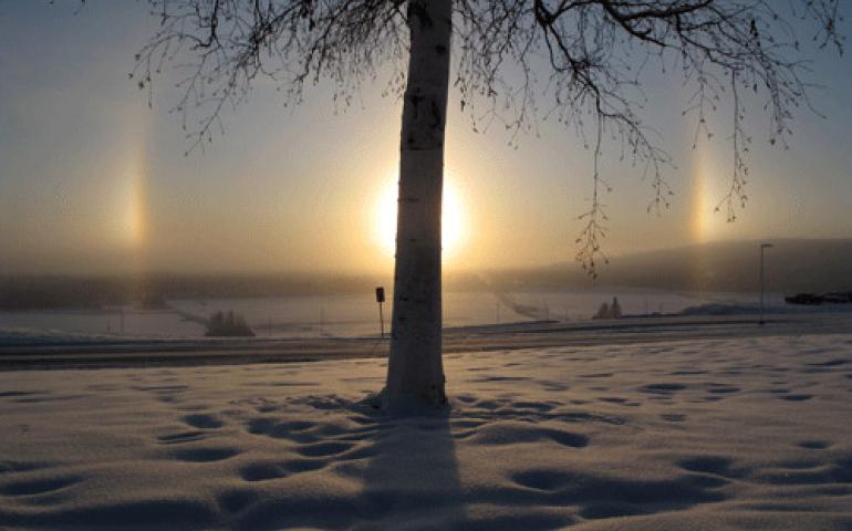  Sundogs visible from Fairbanks in mid-November, 2010. Photo by Ned Rozell