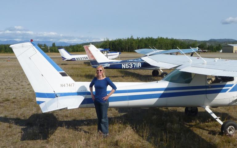 Jessica Cherry with her Cessna. 