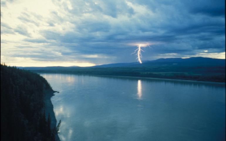 Lightning strikes somewhere in the Ray Mountains north of the Yukon River.