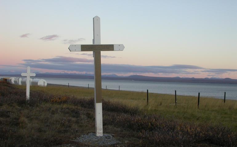 The site of a mass grave in Brevig Mission, Alaska, where 72 people were buried following their deaths during the Spanish flu breakout of 1918. Photo by Ned Rozell.