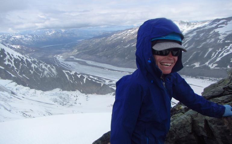 Joanna Young on a divide overlooking the Canwell Glacier in central Alaska. Photo courtesy Joanna Young.