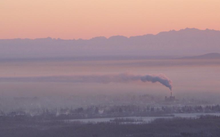 Carbon dioxide emissions, like these from a Fairbanks coal-burning plant, have accelerated worldwide in the recent past. Photo by Ned Rozell.