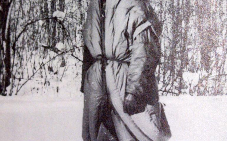 A sleeping bag that allowed the user to walk around in a survival situation was one of the developments of the Arctic Aeromedical Laboratory, a Cold War research unit in Fairbanks. Arctic Aeromedical Laboratory photo