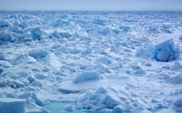 Sea ice floating off the coast north of Barrow. Photo by Ned Rozell.