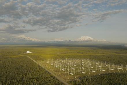 This aerial photo from June 2022 shows the extent of land surrounding the HAARP facility, located near Gakona, Alaska. UAF Geophysical Institute photo
