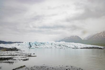 Matanuska Glacier, about 100 miles northeast of Anchorage, terminates in a lake in June 2024. UAF photo by Leif Van Cise