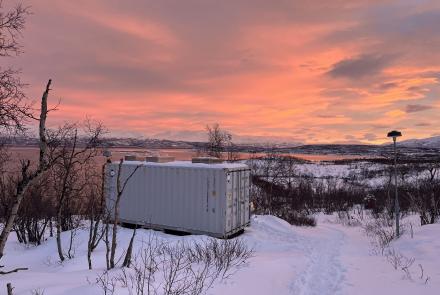 The Abisko, Sweden, container observatory. Photo by Kylee Branning
