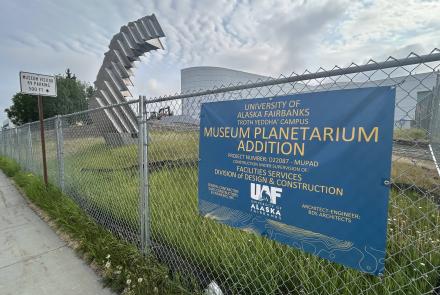 Planetarium construction continues at the west side of the University of Alaska Museum of the North on UAF’s Troth Yeddha’ Campus in Fairbanks. UAF/GI photo by Rod Boyce 