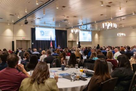 Some of the 300 people who attended the 2024 Alaska Defense Forum listen during a session at the Westmark Fairbanks Hotel and Conference Center. The 2025 forum, set for Aug. 25-27 at the 8 Star Event Center, is the sixth year the forum has been held. Photo by RED Photography
