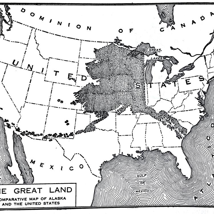 Alaska has been — and will continue to be — a place of great change. Map from “A Guide to Alaska, Last American Frontier” by Merle Colby, Federal Writers’ Project, 1935.