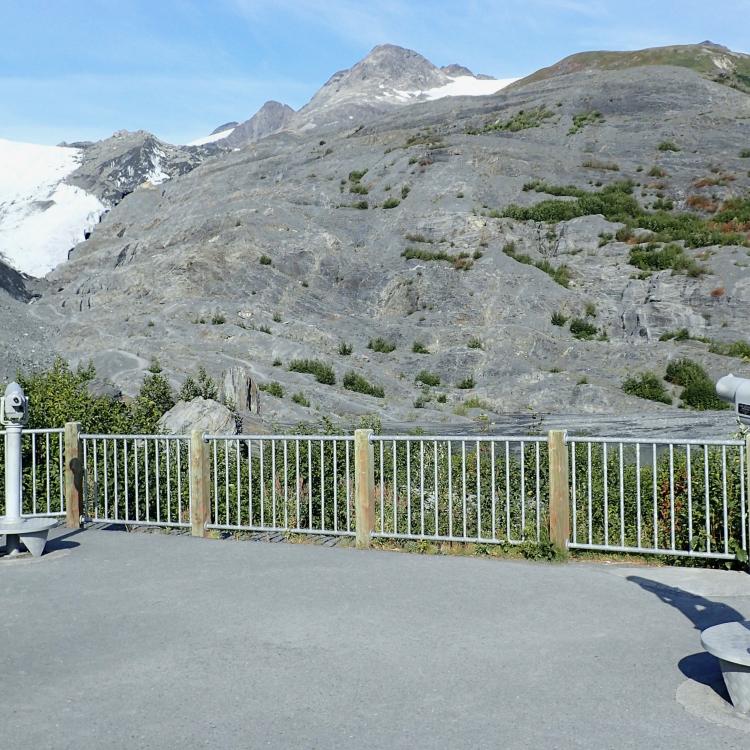 Alaska glaciers, such as Worthington here near Valdez, have shrunk the height of a 10-story building since 1950. Ned Rozell photo.