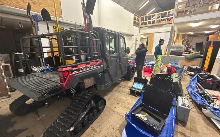 The gear building where the SALVO team prepares for a trip to their snow research site. Photo by Rod Boyce